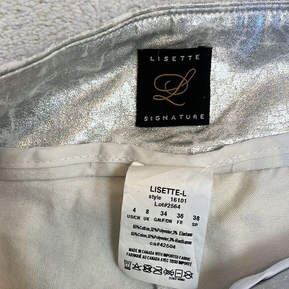 Lisette L Montreal Slim Silver Ankle Pants Stretch Pull On Sz 4 - Picture 4 of 5